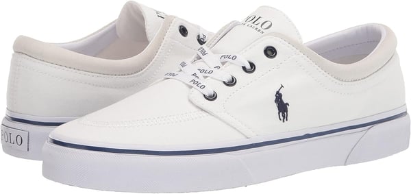 POLO RALPH LAUREN Mens Keaton Laceless SneakersWhiteNewport Navy Pp