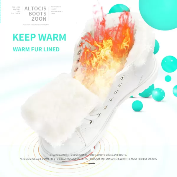 ALTOCIS Womens Ankle Combat Boots Warm Ankle Winter Boots with Water-Resistant PU Leather,Anti-Slip Ankle Snow Booties
