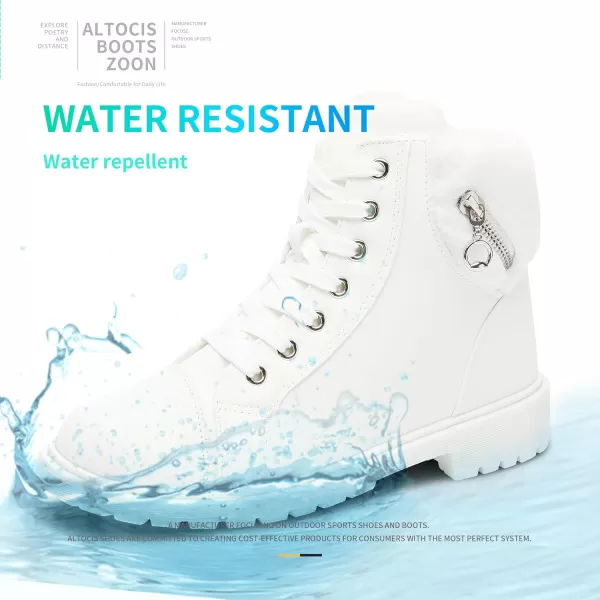 ALTOCIS Womens Ankle Combat Boots Warm Ankle Winter Boots with Water-Resistant PU Leather,Anti-Slip Ankle Snow Booties