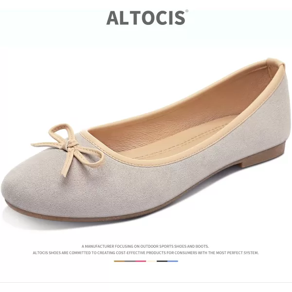 ALTOCIS Womens Faux Suede Ballet Flats Casual Round Toe Bow-Knot Slip ons Memory Foam Textile Dressy Flats Cute Bow Tie Knot