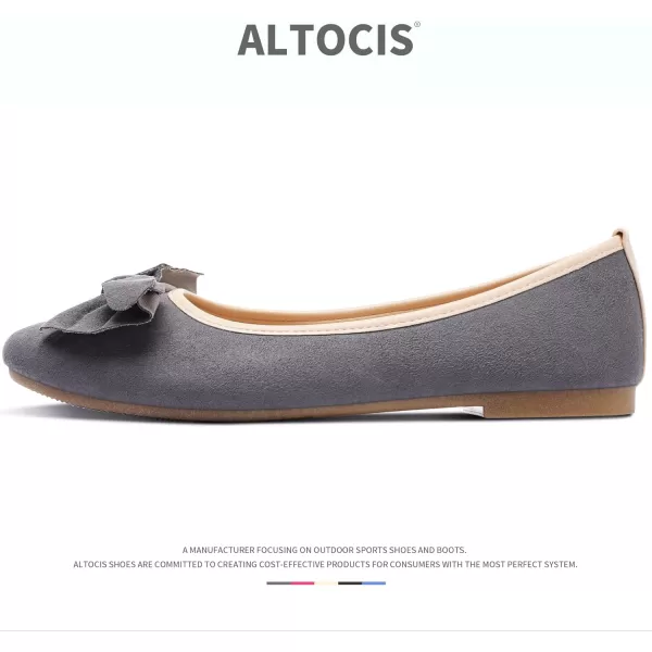 ALTOCIS Womens Faux Suede Ballet Flats Casual Round Toe Bow-Knot Slip ons Memory Foam Textile Dressy Flats Cute Bow Tie Knot