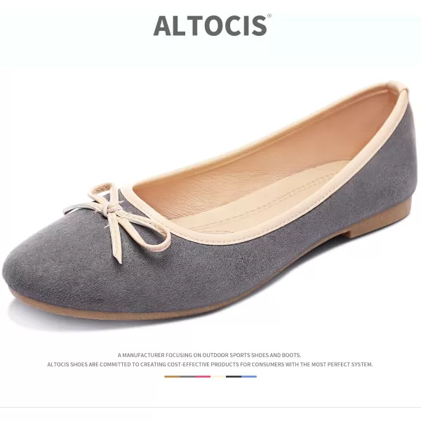 ALTOCIS Womens Faux Suede Ballet Flats Casual Round Toe Bow-Knot Slip ons Memory Foam Textile Dressy Flats Cute Bow Tie Knot