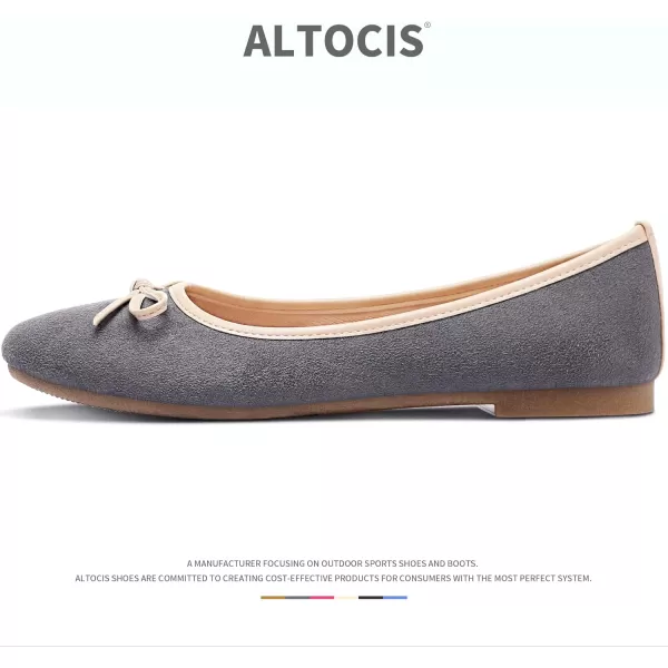 ALTOCIS Womens Faux Suede Ballet Flats Casual Round Toe Bow-Knot Slip ons Memory Foam Textile Dressy Flats Cute Bow Tie Knot