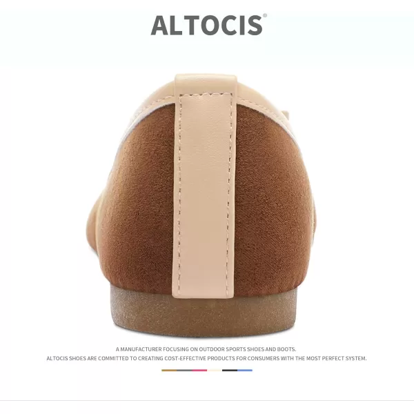 ALTOCIS Womens Faux Suede Ballet Flats Casual Round Toe Bow-Knot Slip ons Memory Foam Textile Dressy Flats Cute Bow Tie Knot