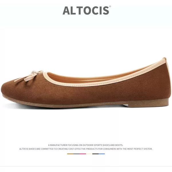 ALTOCIS Womens Faux Suede Ballet Flats Casual Round Toe Bow-Knot Slip ons Memory Foam Textile Dressy Flats Cute Bow Tie Knot