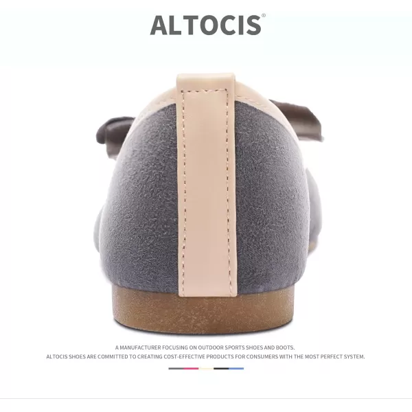 ALTOCIS Womens Faux Suede Ballet Flats Casual Round Toe Bow-Knot Slip ons Memory Foam Textile Dressy Flats Cute Bow Tie Knot
