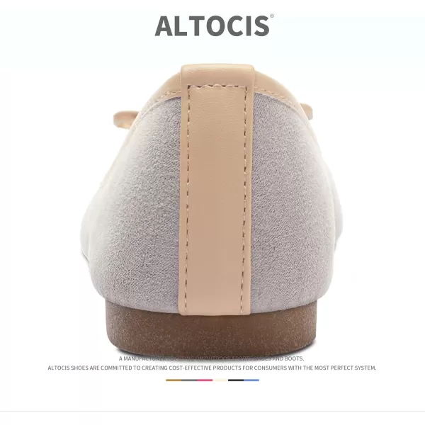 ALTOCIS Womens Faux Suede Ballet Flats Casual Round Toe Bow-Knot Slip ons Memory Foam Textile Dressy Flats Cute Bow Tie Knot