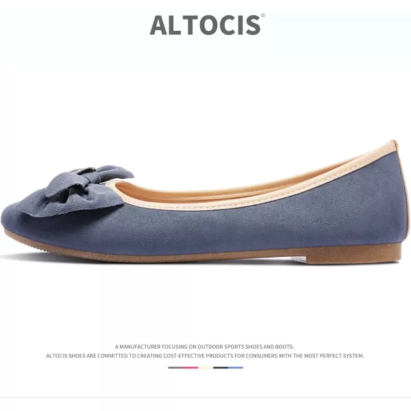 ALTOCIS Womens Faux Suede Ballet Flats Casual Round Toe Bow-Knot Slip ons Memory Foam Textile Dressy Flats Cute Bow Tie Knot