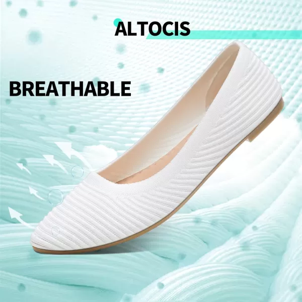 ALTOCIS Womens Knit Ballet Flats Ladies Comfortable Pointed-Toe Dressy Shoes Casual Soft Flat Shoes Ballerina Walking Flats Shoes