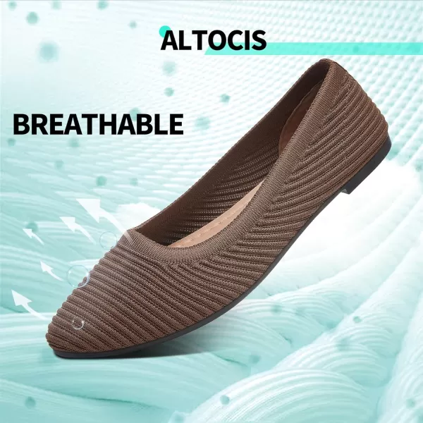 ALTOCIS Womens Knit Ballet Flats Ladies Comfortable Pointed-Toe Dressy Shoes Casual Soft Flat Shoes Ballerina Walking Flats Shoes