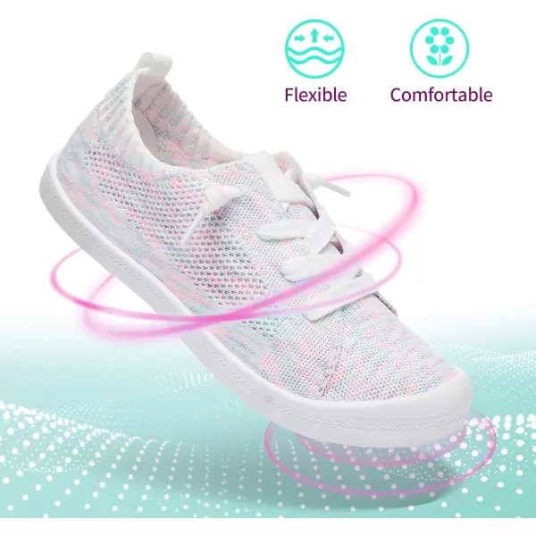 ALTOCIS Women's Knit Slip On Sneakers Ladies Elastic Low Top Flats Lightweight Breathe Mesh Fashion Sneakers Cute Flying Woven Loafers