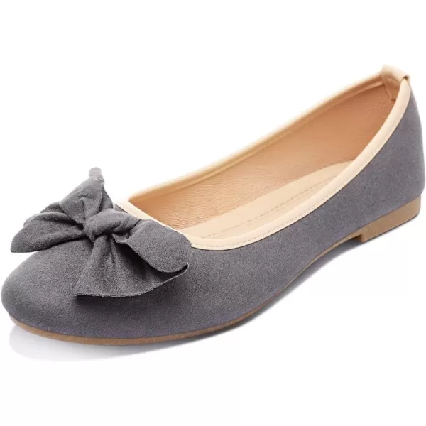 ALTOCIS Womens Faux Suede Ballet Flats Casual Round Toe Bow-Knot Slip ons Memory Foam Textile Dressy Flats Cute Bow Tie Knot