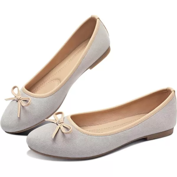 ALTOCIS Womens Faux Suede Ballet Flats Casual Round Toe Bow-Knot Slip ons Memory Foam Textile Dressy Flats Cute Bow Tie Knot
