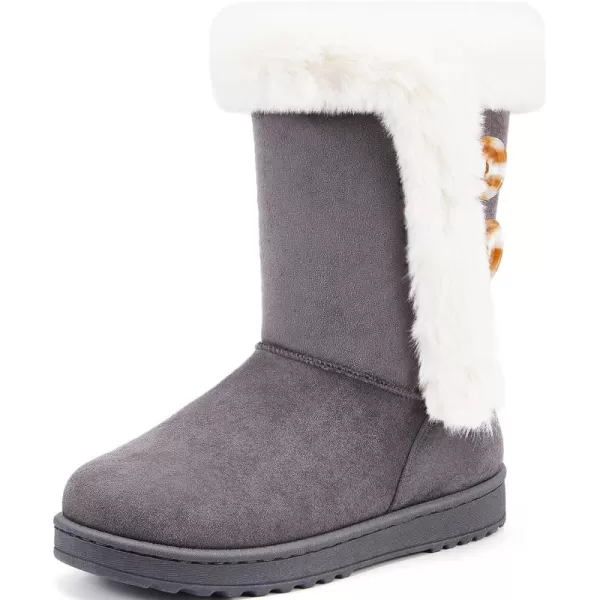 ALTOCIS Women’s Fur Lined winter snow boots Short Mid Calf fashion boot Art Resin button Faux Suede boots for women
