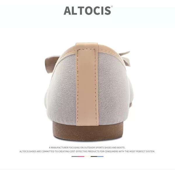 ALTOCIS Womens Faux Suede Ballet Flats Casual Round Toe Bow-Knot Slip ons Memory Foam Textile Dressy Flats Cute Bow Tie Knot