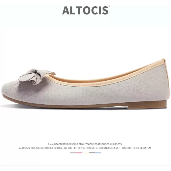 ALTOCIS Womens Faux Suede Ballet Flats Casual Round Toe Bow-Knot Slip ons Memory Foam Textile Dressy Flats Cute Bow Tie Knot
