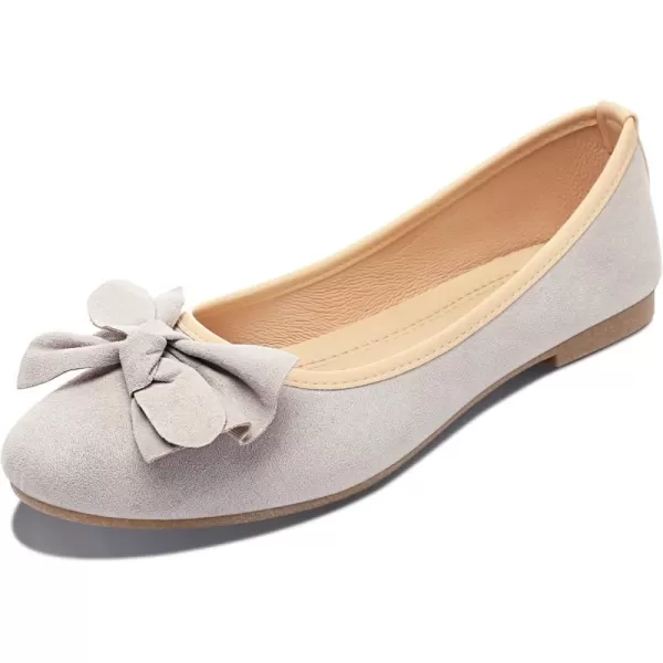 ALTOCIS Womens Faux Suede Ballet Flats Casual Round Toe Bow-Knot Slip ons Memory Foam Textile Dressy Flats Cute Bow Tie Knot