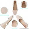 imageALTOCIS Womens Low Block Chunky Heels Pumps Ladies Elegant Closed Round Toe Pumps Shoes Low Platform Office Pumps ShoesBeige