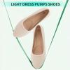 imageALTOCIS Womens Low Block Chunky Heels Pumps Ladies Elegant Closed Round Toe Pumps Shoes Low Platform Office Pumps ShoesBeige