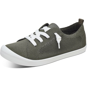 image:imageALTOCIS Womens Knit Slip On Sneakers Ladies Elastic Low Top Flats Lightweight Breathe Mesh Fashion Sneakers Cute Flying Woven LoafersOlive Green