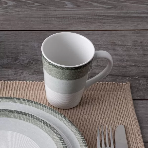 Noritake Colorscapes Layers Sage Mug, 12 oz., Set of 4 in Green/White