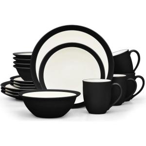 imageNoritake Colorwave Graphite 16Piece Set  Curve Service for 4 in BlackGraphite