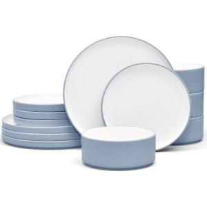 imageNoritake ColorTex Stone Aqua 12Piece Dinnerware Set Service for 4