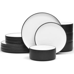 imageNoritake ColorTex Stone Black 16Piece Dinnerware Set Service for 4Black