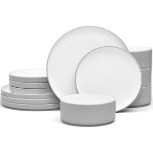 imageNoritake ColorTex Stone Grey 12Piece Dinnerware Set Service for 4
