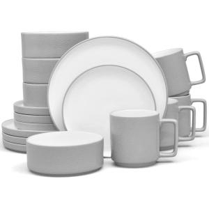 imageNoritake ColorTex Stone Grey 16Piece Dinnerware Set Service for 4