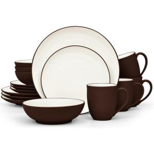 imageNoritake Colorwave Chocolate 16Piece Set  Coupe Service for 4 in BrownChocolate