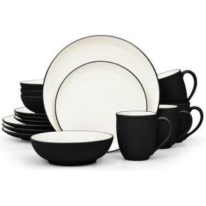 imageNoritake Colorwave Graphite 16Piece Set  Coupe Service for 4 in BlackGraphite