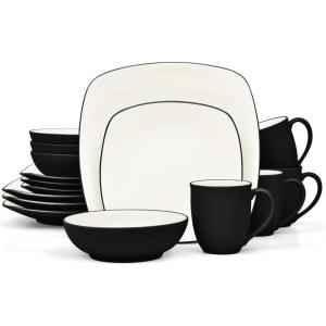 imageNoritake Colorwave Graphite 16Piece Set  Square Service for 4 in BlackGraphite