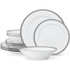 imageNoritake Charlotta Platinum 12Piece Dinnerware Set Service for 4