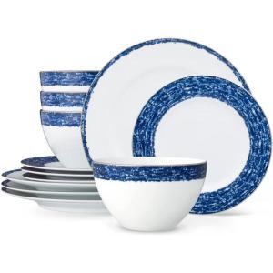 imageNoritake Blue Rill 12Piece Dinnerware Set Service for 4