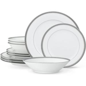 imageNoritake Charlotta Platinum 12Piece Dinnerware Set Service for 4