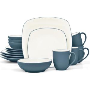 imageNoritake Colorwave Blue 16Piece Set  Square Service for 4 in Blue
