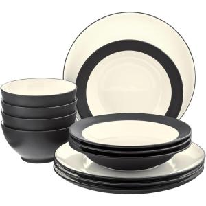 imageNoritake Colorwave Graphite 12Piece Coupe Dinnerware Set Service for 4Graphite
