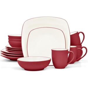 imageNoritake Colorwave Raspberry 16Piece Set  Square Service for 4 in RaspberryRed