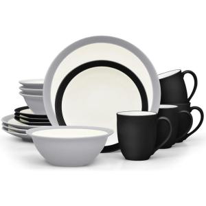 imageNoritake Colorwave Slate 16Piece Set  Curve Slate  Graphite in BlackGraphiteGrey
