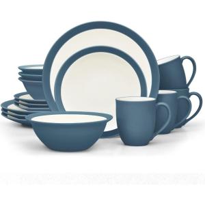imageNoritake Colorwave Blue 16Piece Set  Curve Service for 4 in Blue