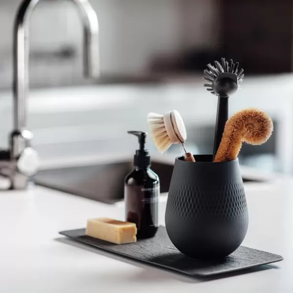 Villeroy &amp; Boch 10-4239-2281 Manufacture Rock Rectangular Serving, Beautifully Shaped Presentation, Premium Porcelain, Dishwasher Safe, Black, 35X18X1,5CM