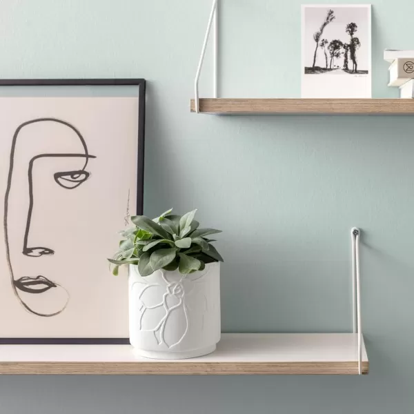 Villeroy &amp; Boch 10-4275-4201 Like Home Mineral Leaf Flowerpot, Beautifully Shaped Premium Porcelain Planter for Your Personal Oasis, Green, White