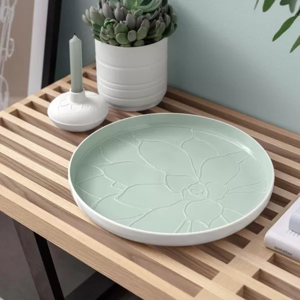 Villeroy &amp; Boch 10-4275-4201 Like Home Mineral Leaf Flowerpot, Beautifully Shaped Premium Porcelain Planter for Your Personal Oasis, Green, White