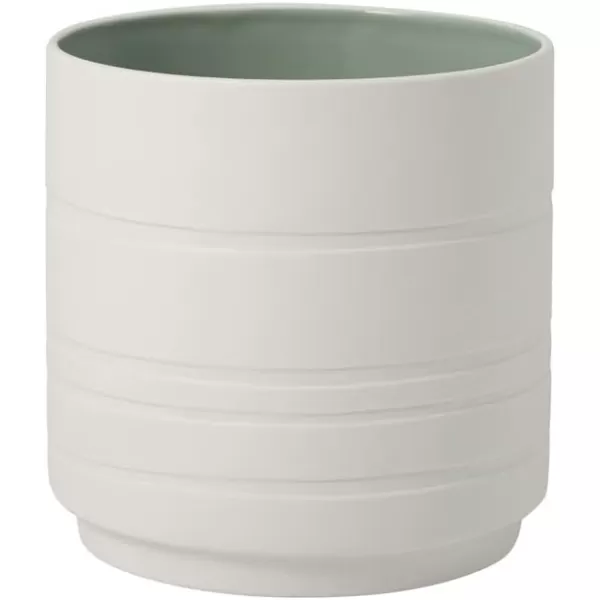 Villeroy &amp; Boch 10-4275-4201 Like Home Mineral Leaf Flowerpot, Beautifully Shaped Premium Porcelain Planter for Your Personal Oasis, Green, White