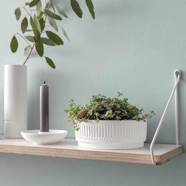 Villeroy &amp; Boch 10-4275-4201 Like Home Mineral Leaf Flowerpot, Beautifully Shaped Premium Porcelain Planter for Your Personal Oasis, Green, White