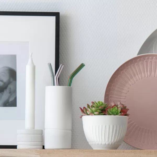 Villeroy &amp; Boch 10-4275-4201 Like Home Mineral Leaf Flowerpot, Beautifully Shaped Premium Porcelain Planter for Your Personal Oasis, Green, White
