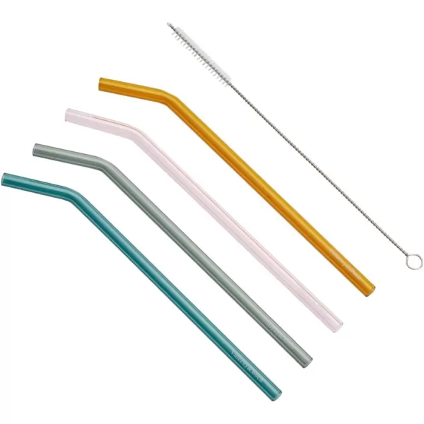 Villeroy &amp; Boch Artesano Hot Beverages 4 Glass Straws, Crystal Glass, Colored