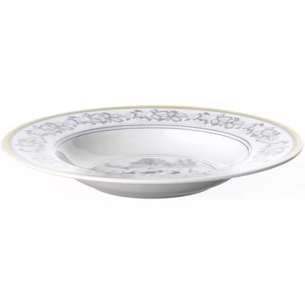 Villeroy &amp; Boch Audun Ferme Rim Soup, 9.5 in, White/Gray/Yellow