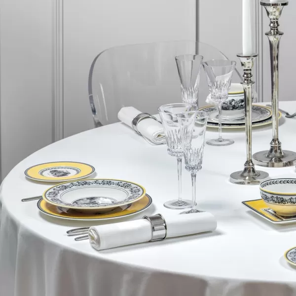 Villeroy &amp; Boch Audun Ferme Rim Soup, 9.5 in, White/Gray/Yellow